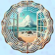 Wind Spinner 10" Beautiful Ocean Thru Open Window Double Sided WindSpinner