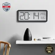 LCD Digital Wall Clock with Temperature & Humidity Display – Battery or USB Powe