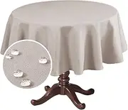 H.VERSAILTEX Rectangle Linen Textured Table Cloth Thick Fabric Wrinkle Free Washable Dust-Proof Tablecloth for Dining, Buffet Parties, Picnic, Events, Weddings and Restaurants, 152 x 152cm, Taupe