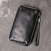 [TATSEN] Wallet Men's Mobile Phone Bag Soft Leather Long Clutch Retro Women's Wallet Clutch Bag (Color : A, Size : 21 * 12 * 3m)