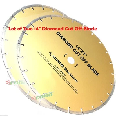 LOT TWO 14" Diamond Cut Off Blade 4 Concrete Brick Stone Slate Masonry