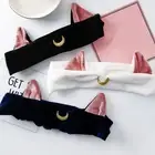 Women Elastic Girls Mask Makeup Face Cat Ear Headband Hairband Headwrap Washing