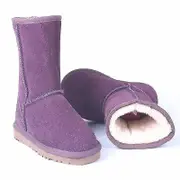 Fashion Real Cowhide Women Snow Boots Classic Warm Winter Shoes With Non-slip Soles Purple Grape 6