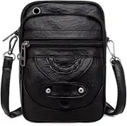 [zaoalife] Multi-Function Messenger Bag,Double Layer Wallet Pouch,Casual Crossbody Bag,Mini Sling Messenger Bag,Phone Chest Bag for Men Women, Black