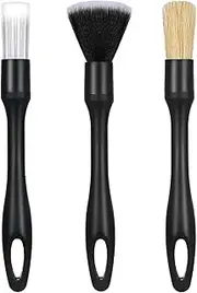Qioon 3 Piece Car Detailing Brushes Set, Automotive Dusting Brushes, Interior & Exterior Cleaning Brushes for Dashboard, Air Vents, Leather, Engine, and Wheel