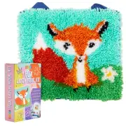 Mini Fox Latch Hook Rug Kit For Kids, Adults, and Beginners, DIY Crafts, 12x11