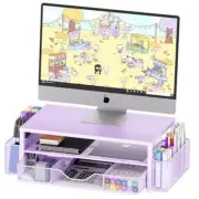 Desk Organizers and Accessories, 2-Tier Computer Monitor Stand for Desk Purple