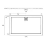 Oceano Shower Base 1500 x 900mm Rear Outlet Solid Cast Construction Stonelite EC