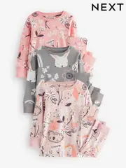 Pink/Grey Bunny 100% Cotton Pyjamas 3 Pack (9mths-12yrs) (836925) | $63 - $77