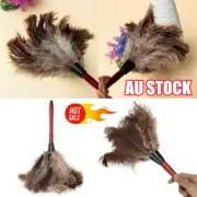 Anti-static Ostrich Feather Fur Brush Duster Dust Cleaning Tool Wooden Handle ZR
