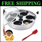 Stainless Steel 6-Cup Poached Egg Maker - PFOA-Free, Dishwasher Safe, Versatile