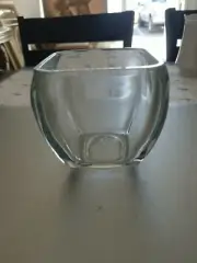 New Libbey Glass Clear Votive Curved Tapered Square Candy Bowl Vase Decoration