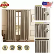 Luxurious Taupe Velvet Curtains 2 Panels, 42"W x 84"L - Light Blocking & Thermal