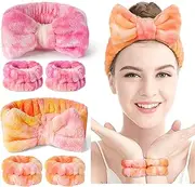 Face Wash Headband and Wristband Set – Soft, Absorbent, Adjustable Headband & Wristbands for Skincare, Makeup, and Spa Routine – Cute, Vibrant Colors, Value Pack