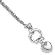 925 Sterling Silver Heart Love Dangling 6.5 inch Chain Charm Bracelet
