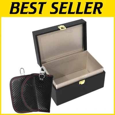 Elegant Faraday Box & 2 Pouches for Comprehensive Signal Blocking Security