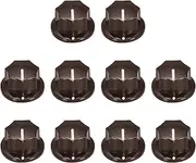 uxcell 10Pcs ABS and Copper Potentiometer Knobs 1/4" Volume Tone Control Top Hat Knob for Guitar Instruments Audio Mixer Amplifier Brown