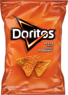 6 Bags Doritos ZESTY CHEESE TORTILLA CHIPS LARGE 250g FRITO LAY Canada FRESH