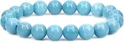 [Keleny] Gem Semi Precious Gemstones 10mm Round Beads Crystal Stretch Bracelet 7.2 Inch Unisex