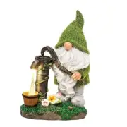 Resin Garden Gnomes Decor with Solar Lights, Light Green Outdoor Decorations