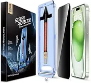 MAGIC JOHN 2 Pack for iPhone 15 Plus 6.7 inch Privacy Tempered Glass Screen Protector, Auto Dust-Elimination, Bubble Free, HD Clear, Easy Installation