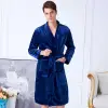 睡衣 極暖柔軟水貂絨男性長袖睡袍(20242)深藍色-蕾妮塔塔