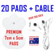 Omron HV-F127 / HV-F128 / HV-F compatible TENS ELECTRODE CABLE + 20 PREMIUM PADS