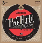 D'Addario EJ45-3D Pro-Arte Nylon Classical Guitar Strings, Normal Tension, 3 Sets