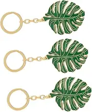 [CHILDWEET] 3pcs Palm Key Ring Clips Monstera Leaf Keychains Sturdy Metal Keychain Decorations for Bag Purse Car