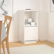 Wood Sideboard, Console Table with Open Compartments, Storage Cabinet with Door for Living Room, Dining Room, Kitchen, Easy Assemble, 38x35x80 cm, White