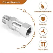 Pressure Washer Swivel, 3/8 Inch NPT Male Thread Fitting, 4500 PSI, for Pressure Washer (Stainless Steel) silver