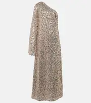 [Rotate] Rotate Sequined one-shoulder maxi dress AU 12 silver