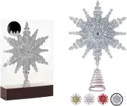 8 Inch Silver Glittered Filigree Christmas Star Tree Topper Star/Home Décor Orna