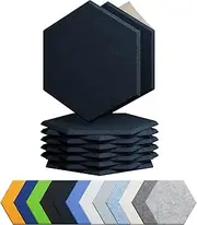 Amantech 12 Pack Acoustic Panels Self Adhesive Sound Proof Foam, High Density Sound Acoustic Panel, 12X10.23X0.4 Inch Hexagon Panels in Home, Office, Reccording Room, Studio,and more(Dark Blue)