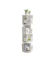 4-Tier Vesatile Timber Rubberwood Wooden Rotating Swivel Bookcase Bookshelves 130cm White