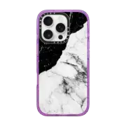 iPhone 16 Pro Impact Case MagSafe Compatible Black and White Contrast Marble