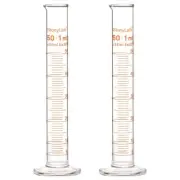 2-Pack 50ml Borosilicate Glass Graduated Cylinder Measuring Cylinder