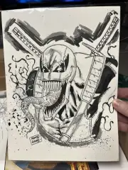 Venom Deadpool Original Artwork Done At C2E2 By Raymond Leonard