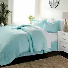 Full Size Bedding Set 8-Piece Bed in a Bag Set Light Blue Comforter White Sheets