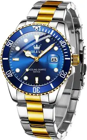 OLEVS Mens Watches Designer Calendar Dress Metal Stainless Steel Quartz Analog Waterproof Luminous Wrist Watch Gent Large