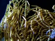 GOLD GLASS 1/3" BUGLE BEADS + ROUND ROCAILLE BEADS GLOW