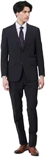 TAKA-Q(タカキュー) Takaku Men's Suit Pants Set, Stretchable, Washable, Regular Fit, 2 Buttons, 2 Pants Suit, Striped Navy Blue