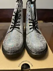 doc martens women’s 7, Gray Shiny “disco crinkle” New w/ box