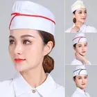 Breathable Kitchen Work Hat Polyester Cotton Flat Top Hat Chef's Caps Women