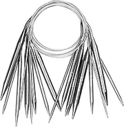 Aeelike Set of 9 Circular Knitting Needles Stainless Steel Set 40 cm, Ergonomic Knitting Needles Circular Knitting Needle with Size, 2.5-10.0 mm Durable Metal Circular Knitting Needle Set for Knitting Wool and Yarn
