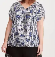 Torrid Floral Striped Georgette Crossback Grommet Top 0X Large 12 0 #77768