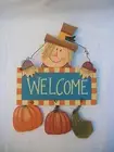 WOODEN COUNTRY SCARECROW WELCOME WALL SIGN PLAQUE