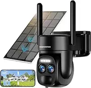 4K 8MP Solar Security Cameras Wireless Outdoor Battery Powered,360°PTZ Wireless Cameras for Home Security with Spotlight Siren, 5Dbi Dual antenna,PIR Human Detection,Color Night Vision,2-Way Talk