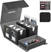 Kabinka Deck Box for MTG Commander Display, 5 in 1 Trading Card Storage Box Fits 400+ Double-sleeved Cards, Removable Deck Case for TCG/Sports Cards with Dice Tray, 4 Magnetic Card Holders (Black)