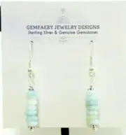 Sterling Silver AMAZONITE Heishi Gemstone Dangle Earrings #1281...Handmade USA